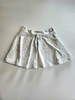 Y2k 2000s Route 3 Silver Metallic Pleated Mini Skirt Sz M